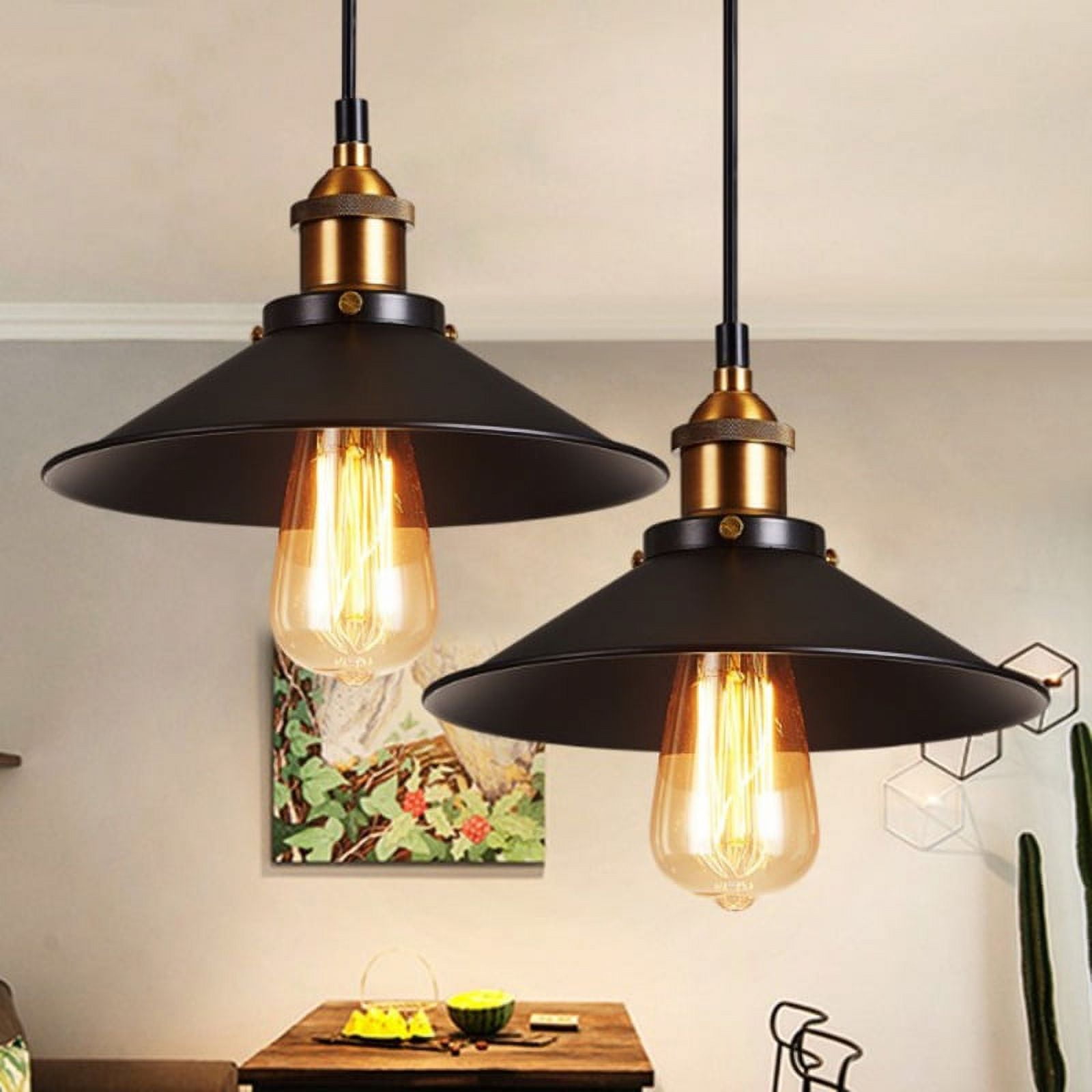 loft Chandelier Iron Art Vintage Black Modern Lamp Simple Restaurant ...