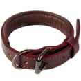 thumbnail image 1 of logical leather padded dog collar - best full grain heavy duty genuine leather collar - brown - small, 1 of 3