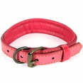 thumbnail image 1 of logical leather padded dog collar - best full grain heavy duty genuine leather collar - pink - small, 1 of 3