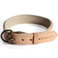 thumbnail image 1 of logical leather padded dog collar - best full grain heavy duty genuine leather collar - tan - large, 1 of 3
