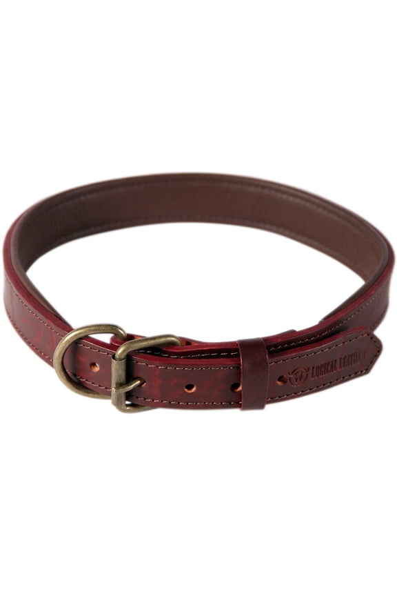 padded leather dog collar, pink - m