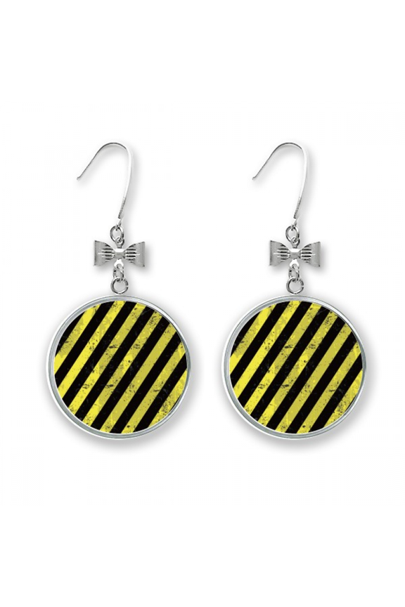 logo black and yellow strips no stepping bow earrings drop stud pierced hook