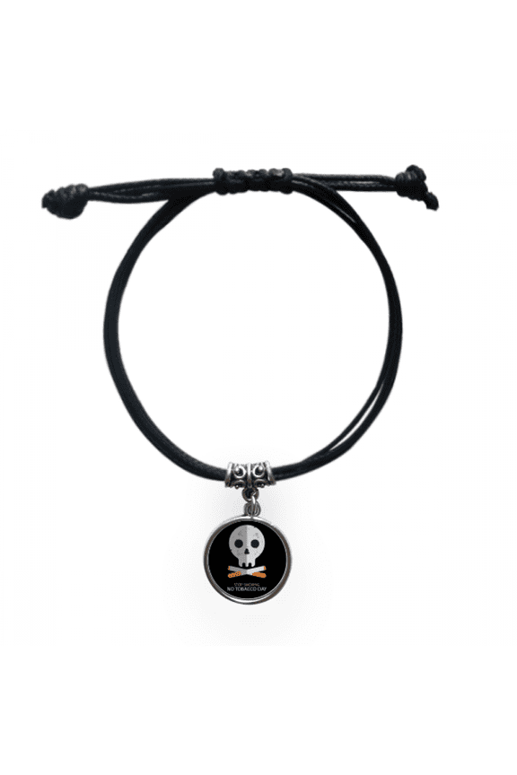 logo cartoon l stop smoking bracelet leather wristband black jewelry