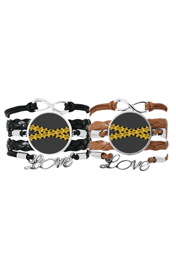 logo caution line no entry bracelet hand strap leather wristband double set