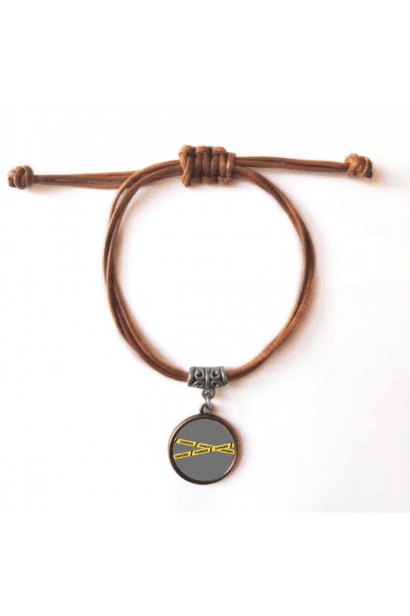 logo danger line bracelet leather hide wristband brown jewelry