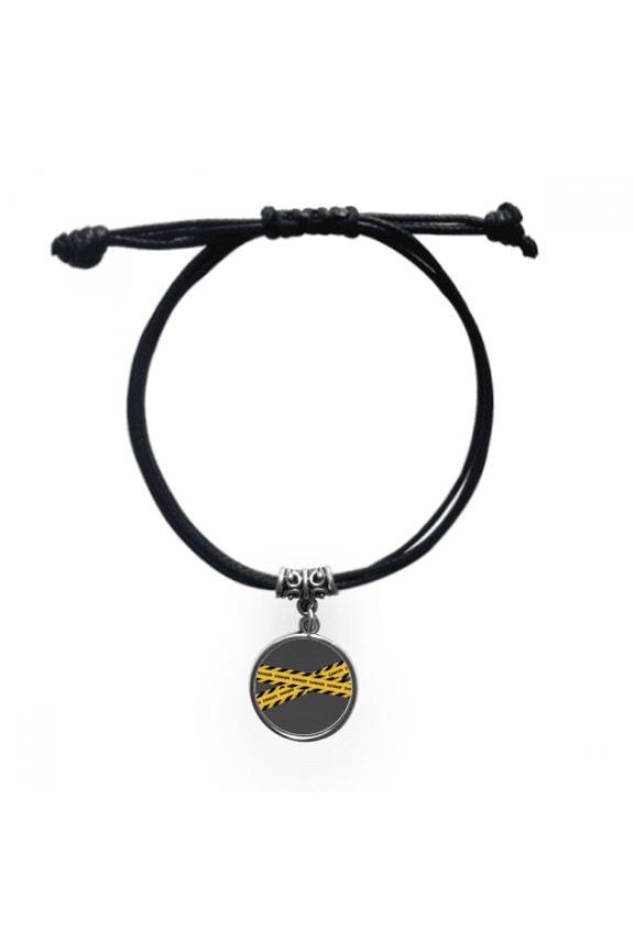 logo danger warning bracelet leather wristband black jewelry