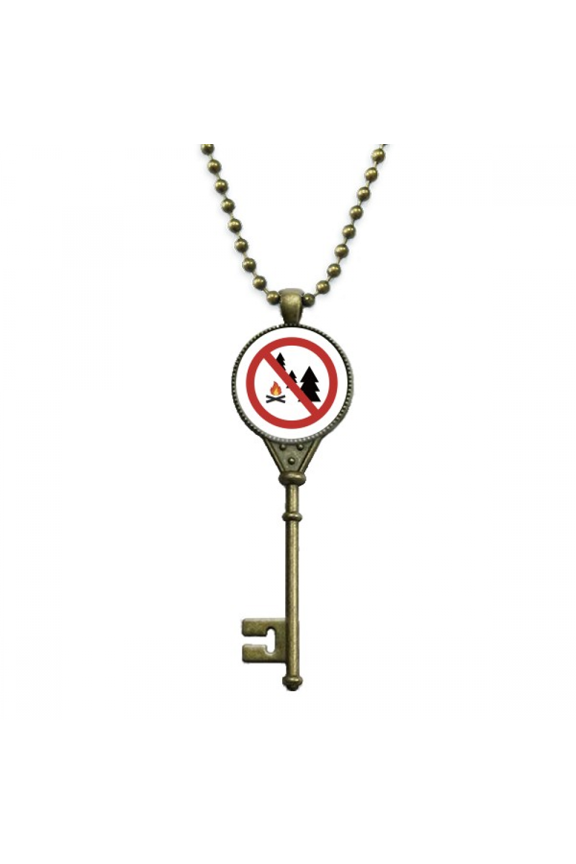logo no burning fires art deco fashion key necklace pendant tray embellished chain