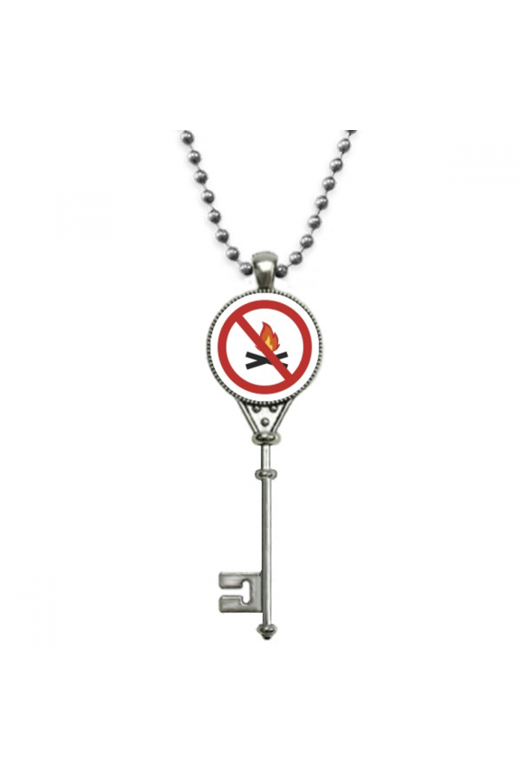 logo no burning fires art deco fashion pendant vintage necklsilver key jewelry