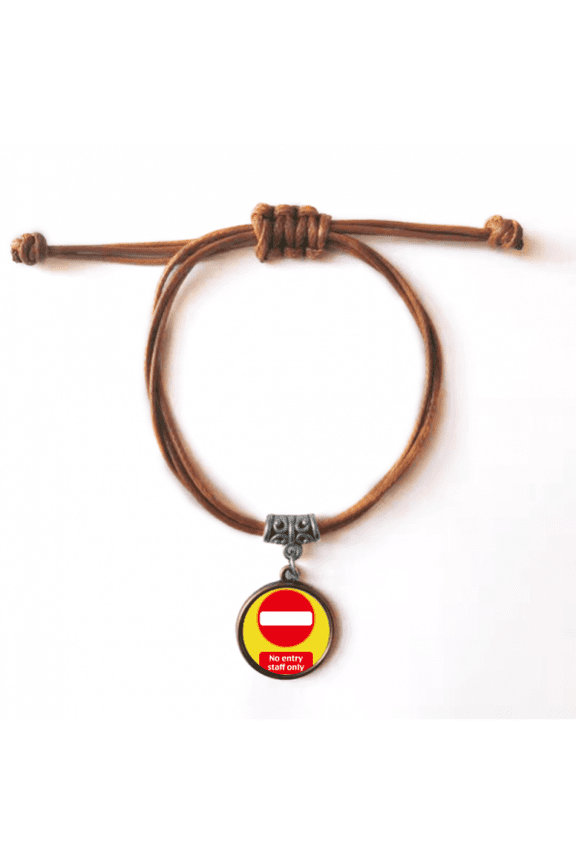 logo no entry stuff only bracelet leather hide wristband brown jewelry