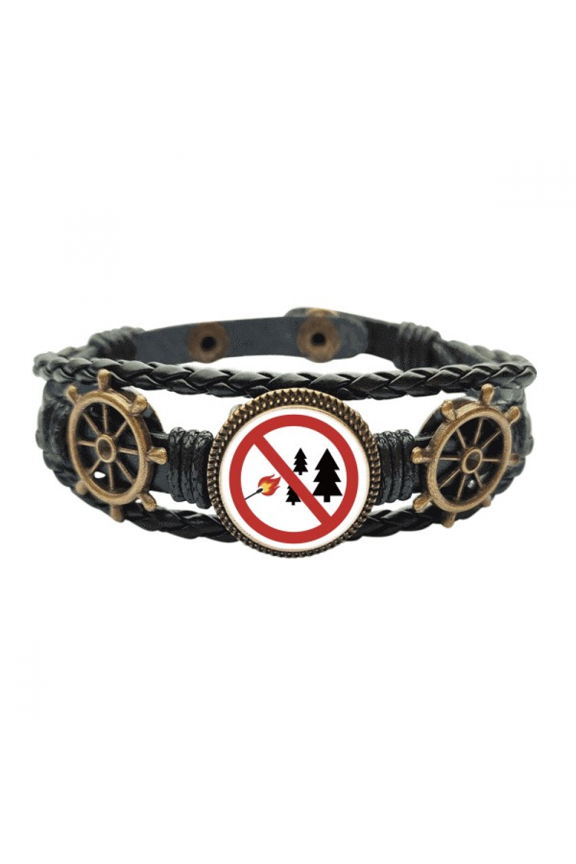 logo no fire in the Leather Braided Ocean Bracelet Wristband