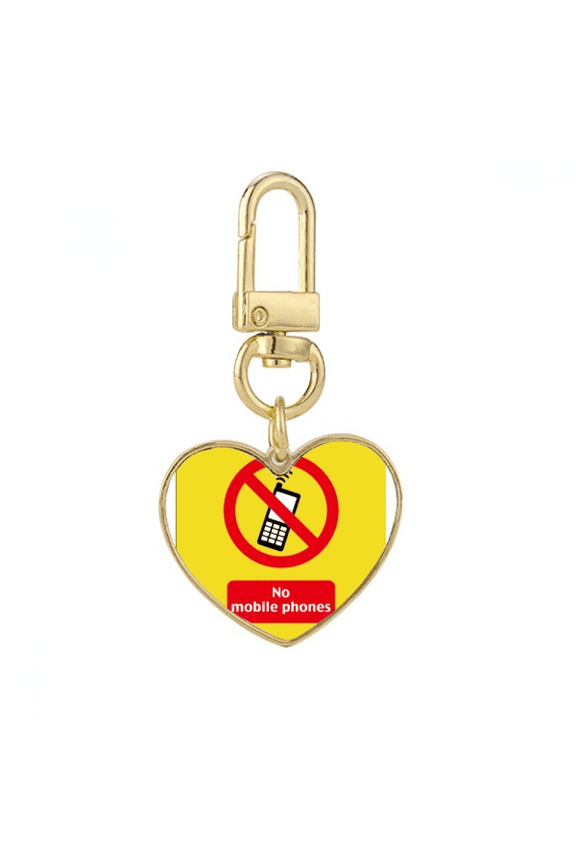 logo no mobile phs art deco fashion Gold Heart Keychain Metal Keyring Holder