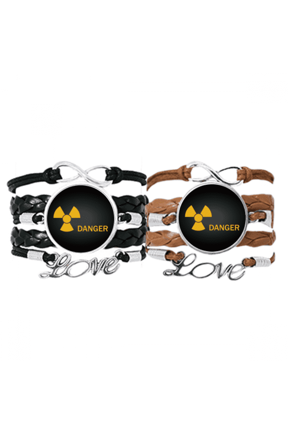 logo radioactive substances warning bracelet hand strap leather wristband double set