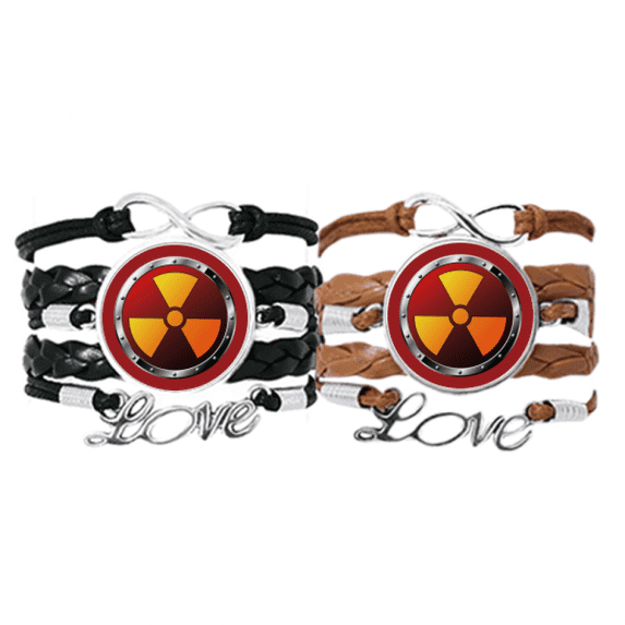 logo radioactive substances warning bracelet hand strap leather wristband double set