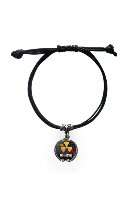 logo radioactive substances warning bracelet leather wristband black jewelry