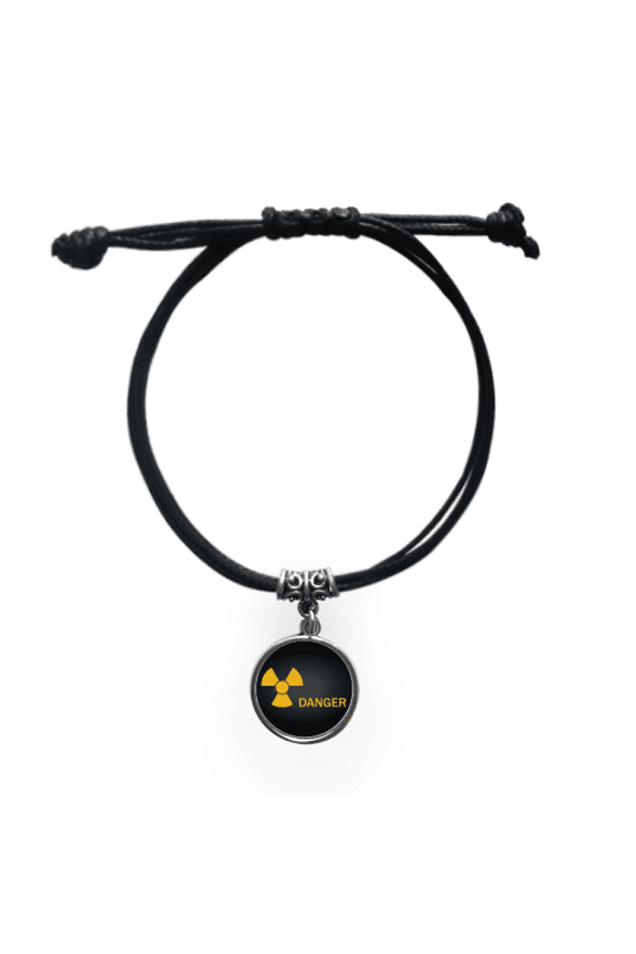 logo radioactive substances warning bracelet leather wristband black jewelry