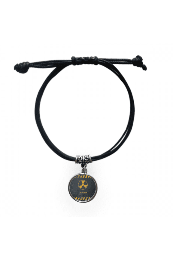 logo radioactive substances warning bracelet leather wristband black jewelry