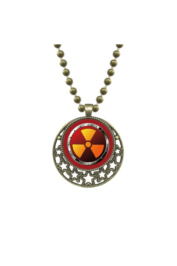 logo radioactive substances warning pendant star necklmoon chain jewelry