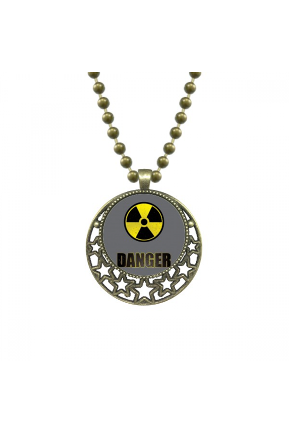 logo radioactive substances warning pendant star necklmoon chain jewelry
