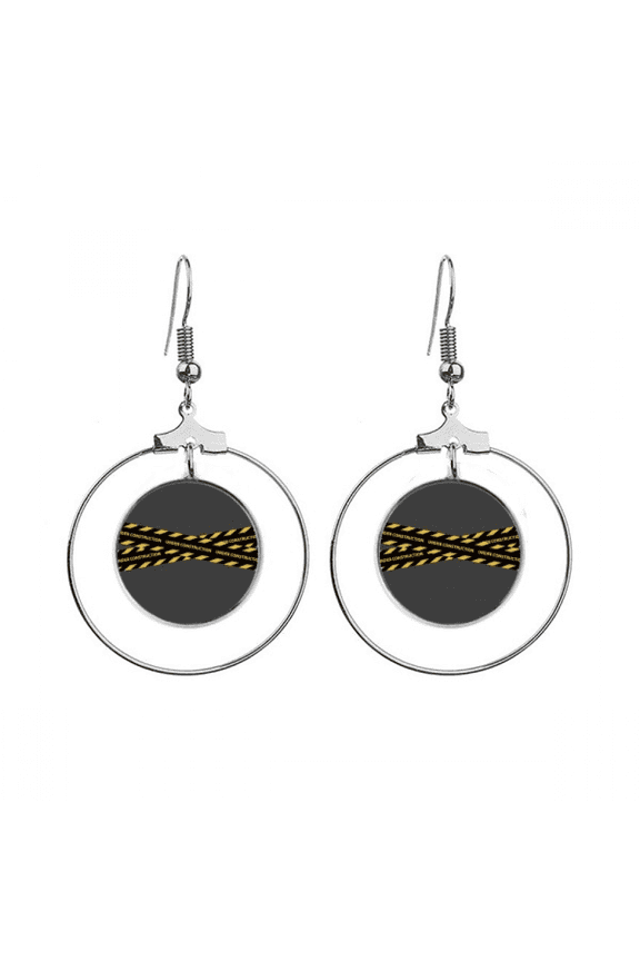 logo site construction warning earrings dangle hoop jewelry drop circle