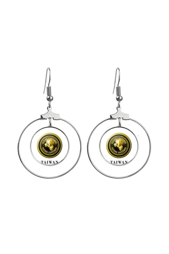 logo taiwan flying s earrings dangle hoop jewelry drop circle
