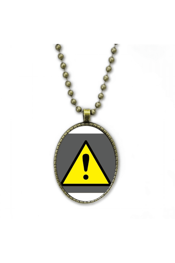 logo warning art deco fashion necklace vintage chain bead pendant jewelry collection