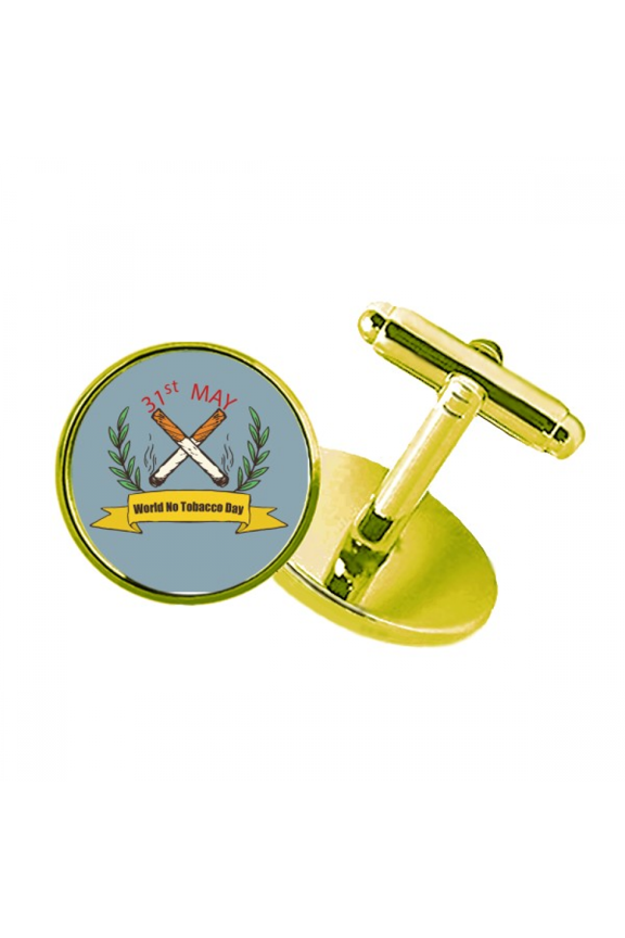 logo world no tobacoo day studded business metal cufflinks en