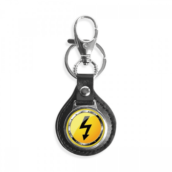 logo yellow background electricity dangerous key link chain keyholder finder hook metal