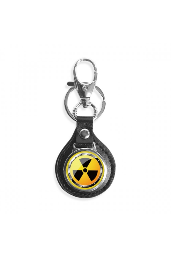 logo yellow background radioactive substances warning key link chain keyholder finder hook metal