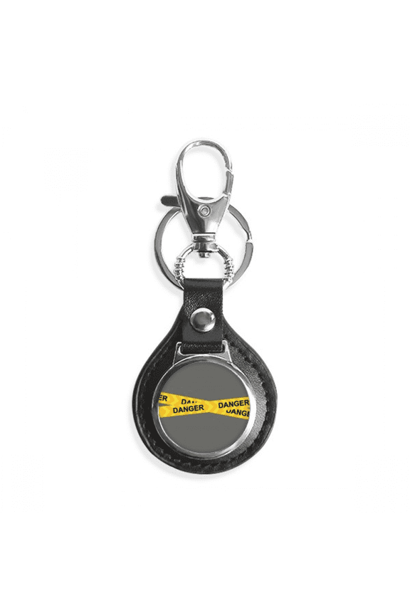 logo yellow danger line art deco fashion key link chain keyholder finder hook metal