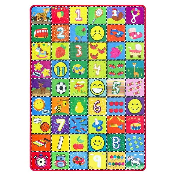 loivesh Baby Mat for Floor 59' x 41' - Kids Area Rugs Educational Play Mat for Room Decor, Baby Play Mat,Count Game, Learn Animals, Expressions, Family Beach Carpet Outdoor Indoor Gift