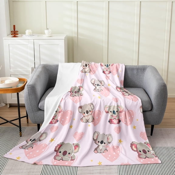 lokua Zoo Koala Throw Blanket for Kids Boys Girls,Cartoon Koala Fleece Blanket 30x40 inch,Cute Zoo Animal Flannel Blanket,Girly Love Heart Bed Blanket for Baby,Pets,Leg Cover