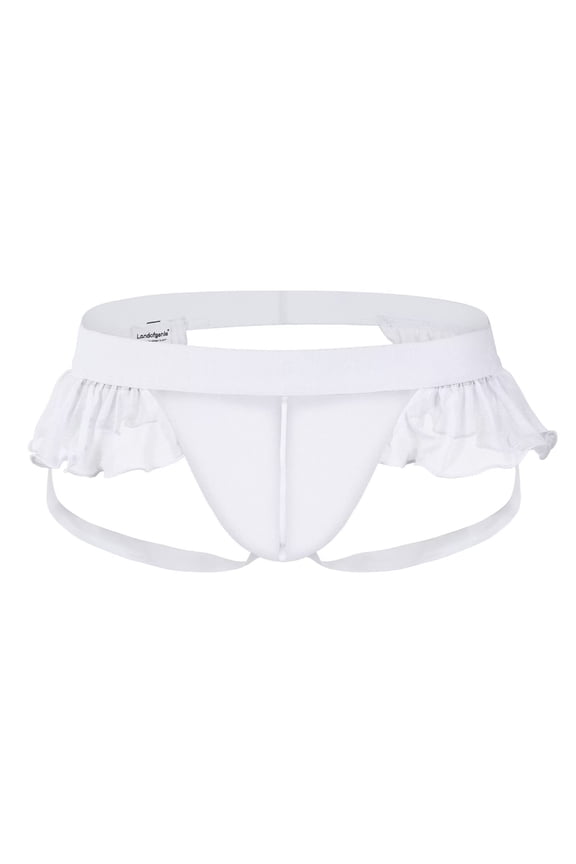 Men's Lace Mesh G-String Underwear Low Rise Comfortable for Parties Daily Wear White XXL