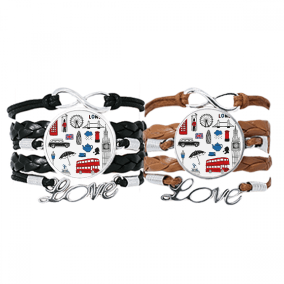 london big ben booth rain mailbox bracelet hand strap leather wristband double set