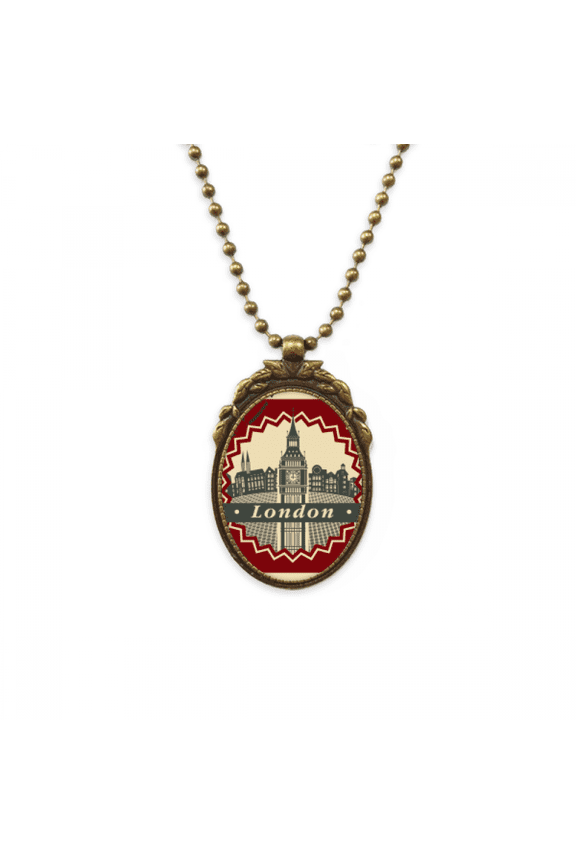 london big ben stamp outline britain uk antique necklace vintage bead pendant keychain
