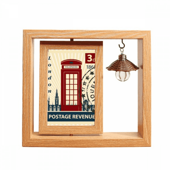 london teleph booth stamp uk country city Wooden Rotating Picture Photo Frame 4x6