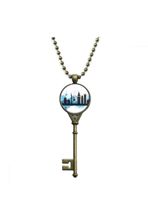 london tower bridge outline england key necklace pendant tray embellished chain