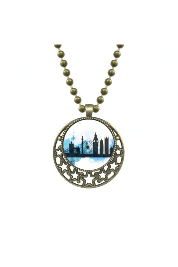 london tower bridge outline england pendant star necklmoon chain jewelry