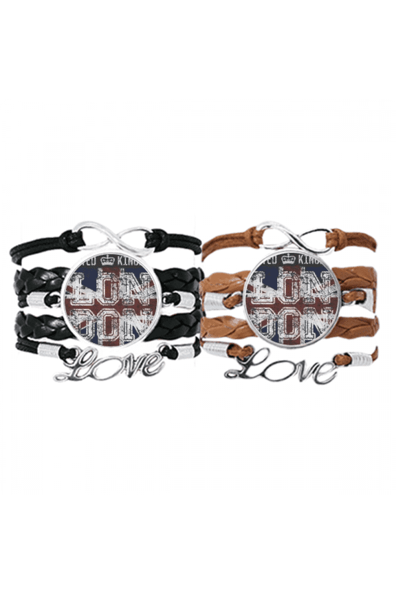 london uk england the union jack flag mark bracelet hand strap leather wristband double set