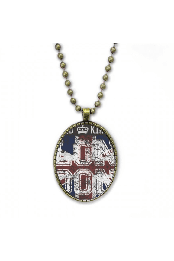 london uk england the union jack flag mark necklace vintage chain bead pendant jewelry collection