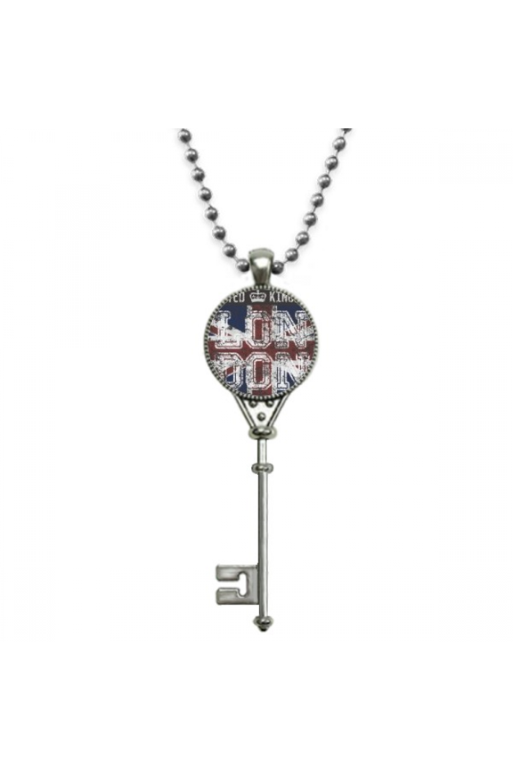 london uk england the union jack flag mark pendant vintage necklsilver key jewelry
