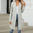 thumbnail image 1 of long cardigans for women,Gray Long Sleeve Cable Knit Long Cardigan for Women 2025 Fall Winter Chunky Open Front Sweaters with Pockets, 1 of 6
