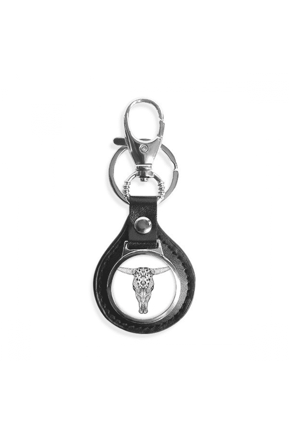 long fcow animal portrait sketch key link chain keyholder finder hook metal