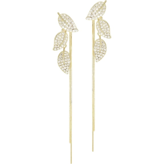 long gold chain tassel earrings - 14k gold plated brass anchor snake chain – with rhinestone zircon cat eyes gems - butterfly disc leaf dangle drop earrings for Women