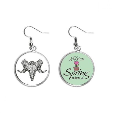 long horns antelope animal portrait sketch decoration dangle season sp earring jewelry