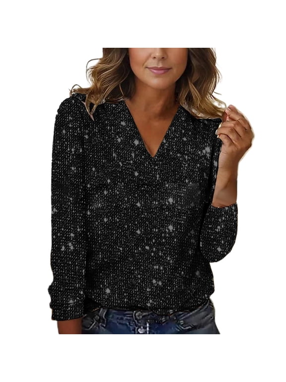 long sleeve shirts for women Spring And Autumn New Casual Solid Color Sequin Long Sleeved T Shirt Soft Breathable Top L womens shirts Women's Tank Tops