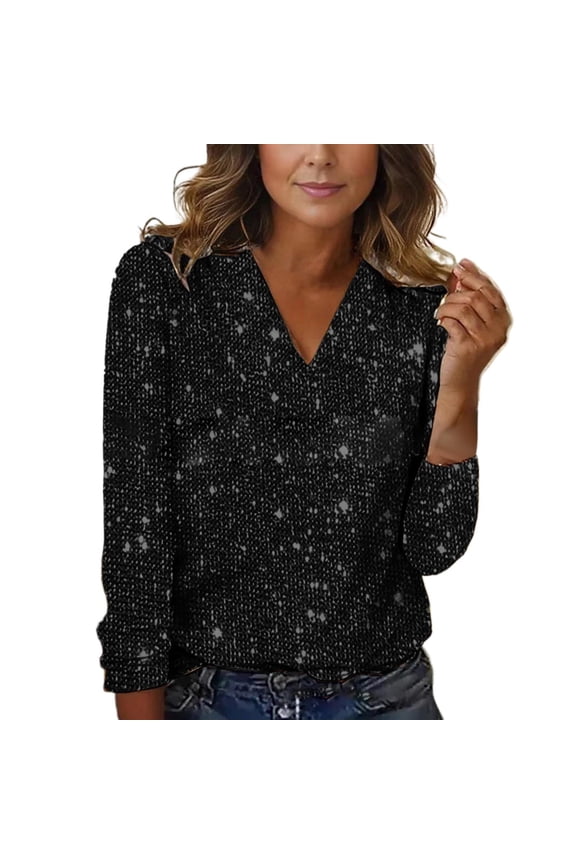 long sleeve shirts for women Spring And Autumn New Casual Solid Color Sequin Long Sleeved T Shirt Soft Breathable Top S womens shirts Women's Tank Tops