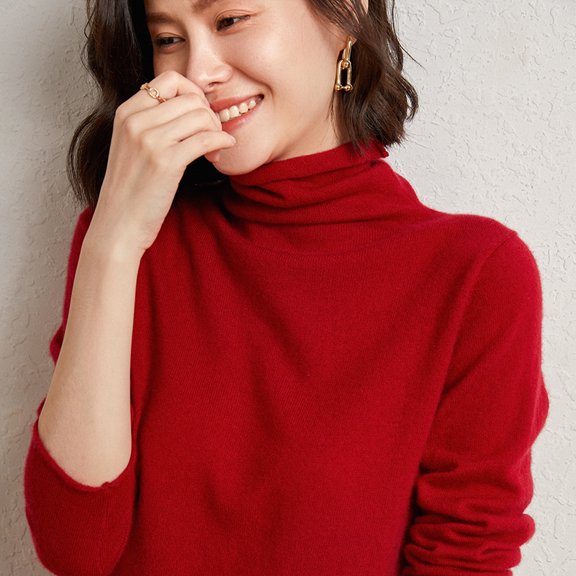 long sleeve sweater • cardigan cozy sweater sweater knit sweater 100%Merino Pure Wool Sweater Women's AutumnWinter Long Sleeve High Neck Pullover Warm High Quality Solid Color Basic Knit Jumper