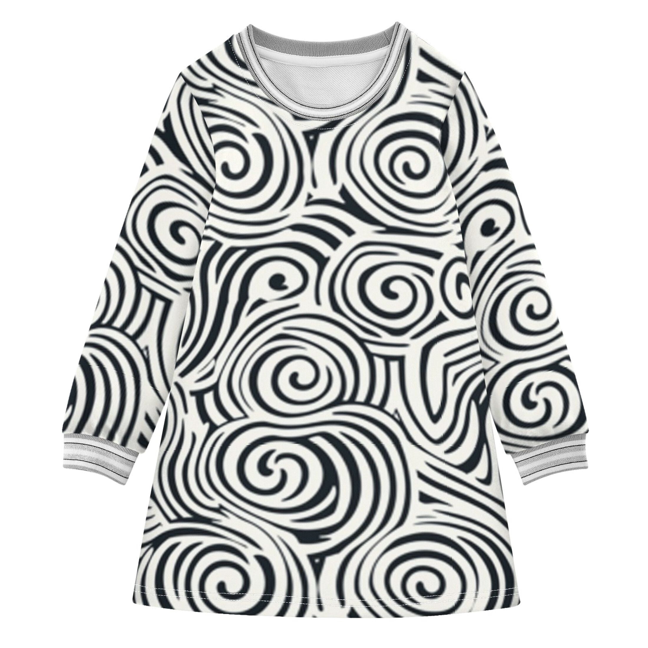 long sleeve swirl dress Estelle Long Sleeve V-Neckline Dress Swirl Print Orange/Mint