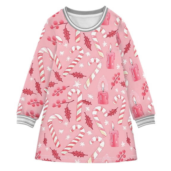 long-sleeved dress Candy Leaves Candle A-line dress with ribbed cuffs Soft and comfortable