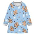 thumbnail image 1 of long-sleeved dress Gingerbread Man Pattern A-line dress with ribbed cuffs Soft and comfortable, 1 of 6